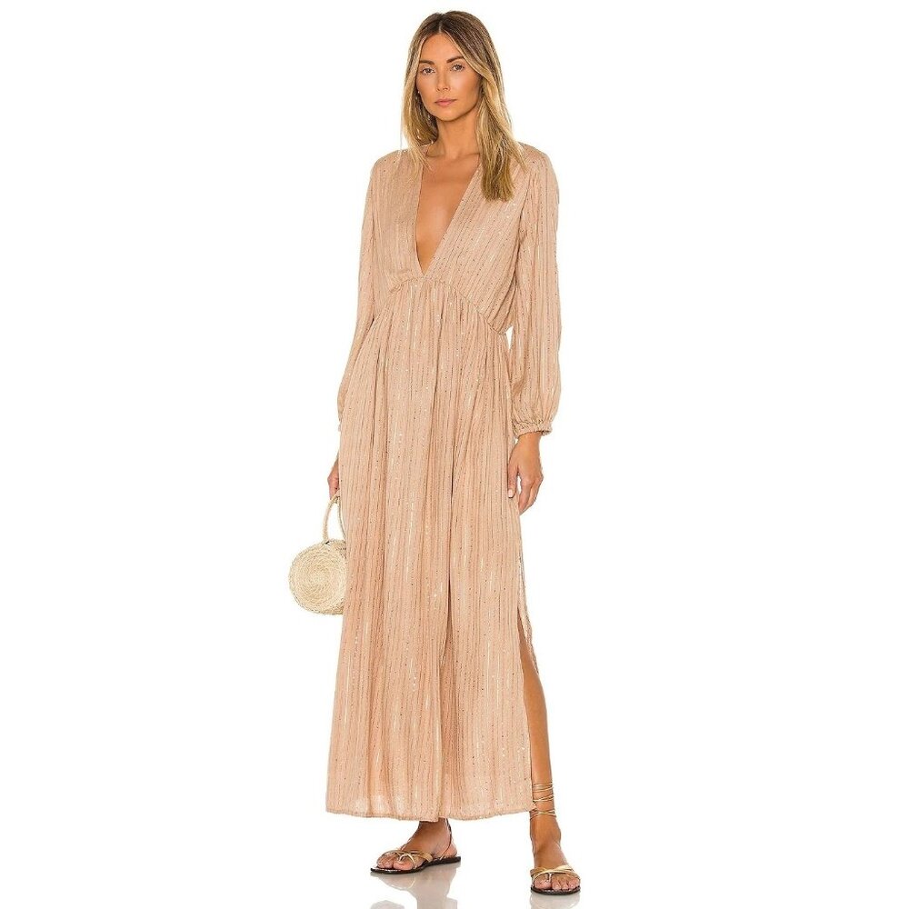 Sundress Chicago Long Dress in Roma Cafe Au Lait M/L New Womens Maxi